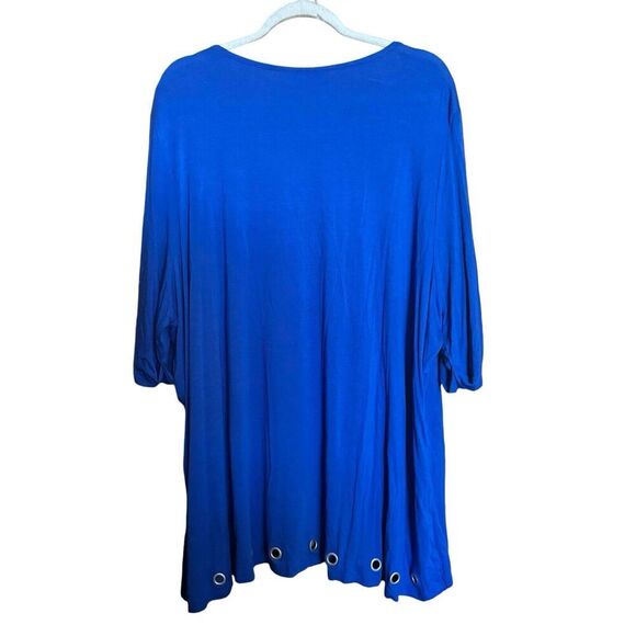 Multiples Tunic Top Womens 3X Blue Layered Grommet Detail Stretch Scoop Blouse - Picture 6 of 8